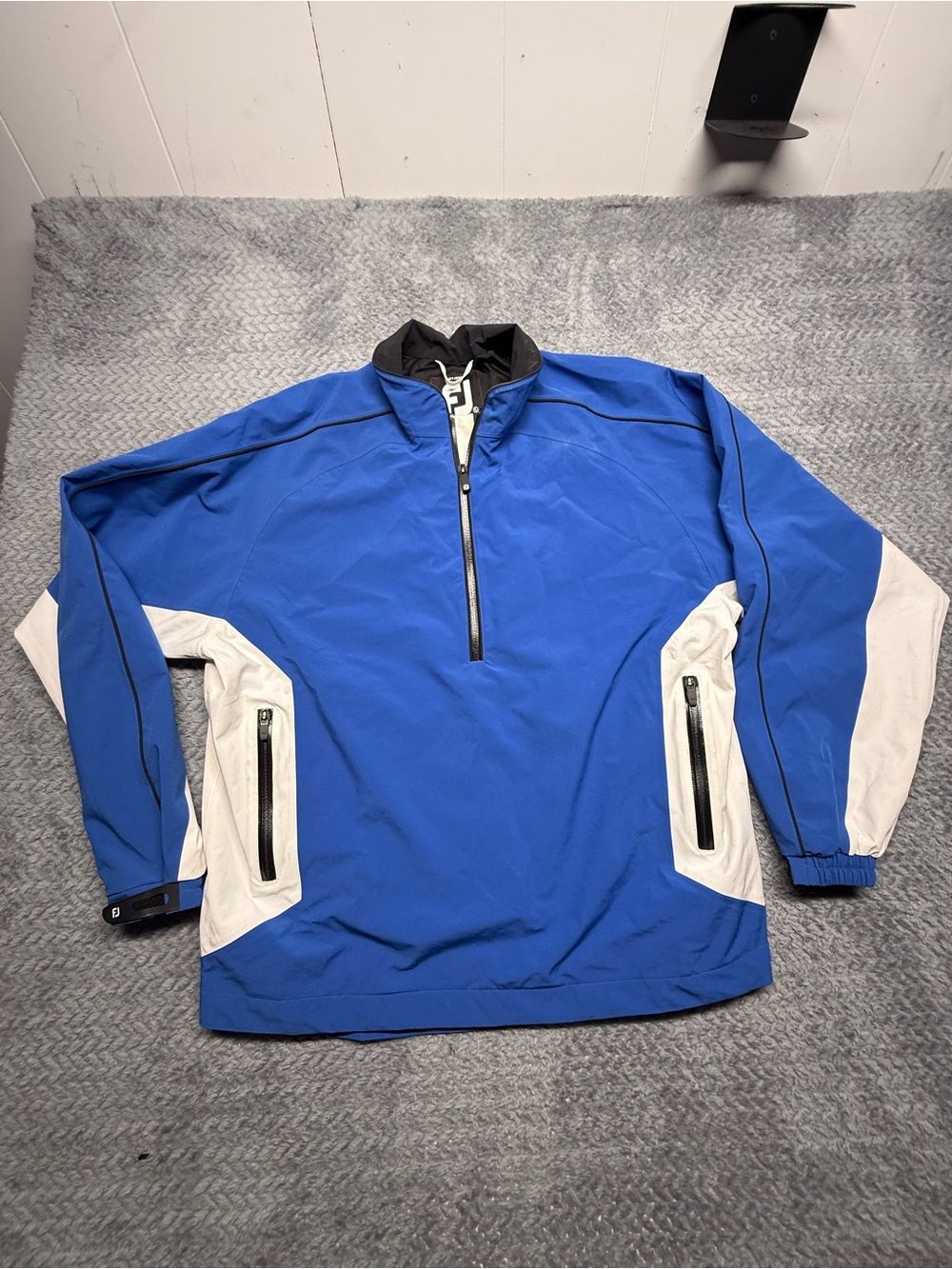 FootJoy Blue and White Quarter-Zip Windbreaker Pullover